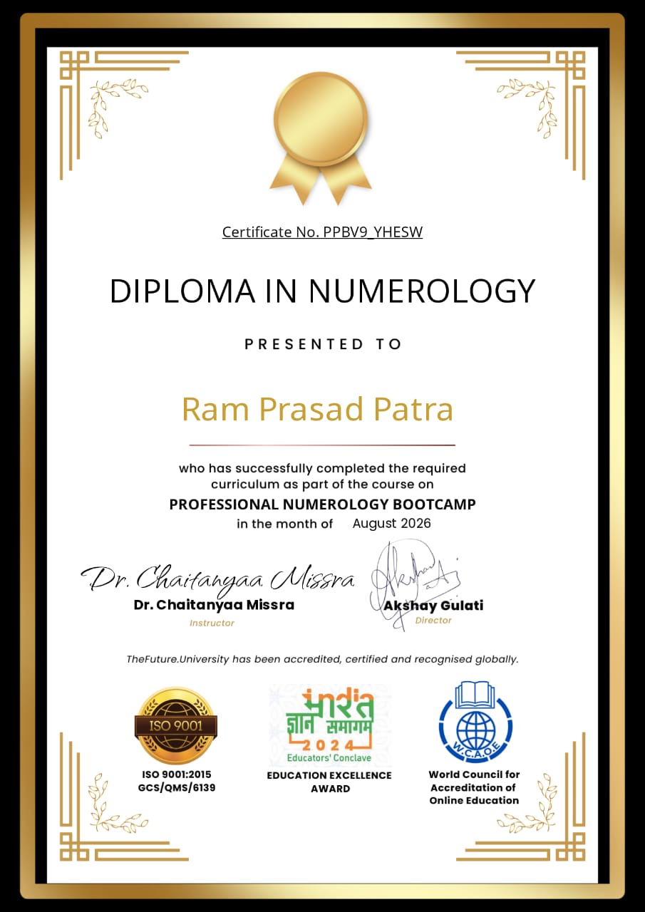 Diploma in Numerology certificate